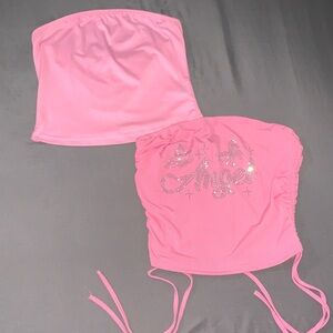 Pink Tube Top with Rhinestone Design